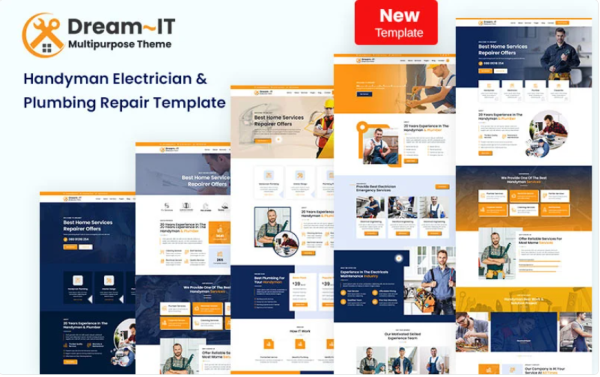 Handyman Electrician & Plumbing Repair HTML5 Template Website Template