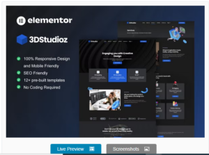 3dstudioz - 3D Design & Animation Studio Elementor Template Kit