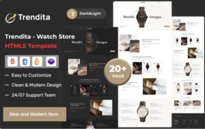 Trendita – Watch Store and eCommerce HTML5 Template Website Template