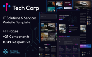 Tech Corp: Business Services & IT Solutions React js Website Template