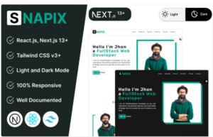Snapix - Modern Tailwind CSS Personal Portfolio React Nextjs Template Website Template
