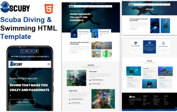 Scuby - Scuba Diving & Swimming HTML Template Website Template