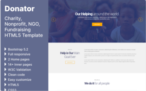 Donator - Charity, Nonprofit, NGO, Fundraising HTML5 Template Website Template