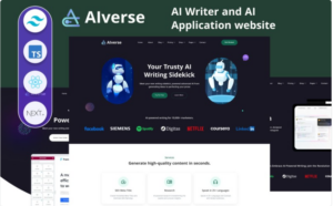 Aiverse - AI Writer and AI Application website React NEXT JS Template Website Template