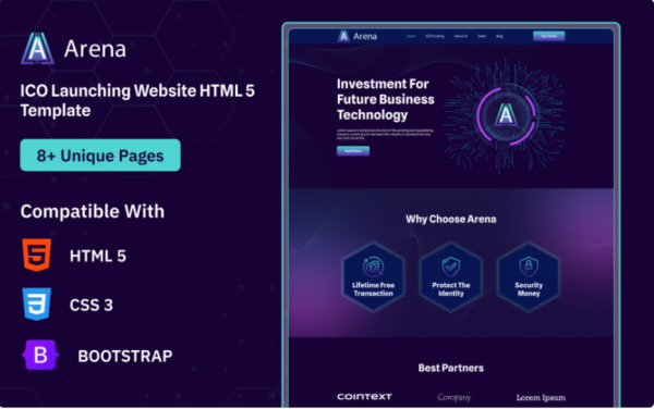 Arena ICO Launching HTML5 Bootstrap Website Template