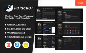 Porichoi - Modern One Page Personal Portfolio Html Template Website Template