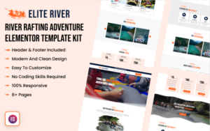 Elite River - River Rafting Adventure Elementor Template Kit Elementor Kit