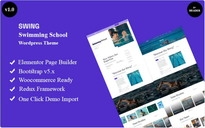Swing - Swimming School Wordpress Theme WordPress Theme