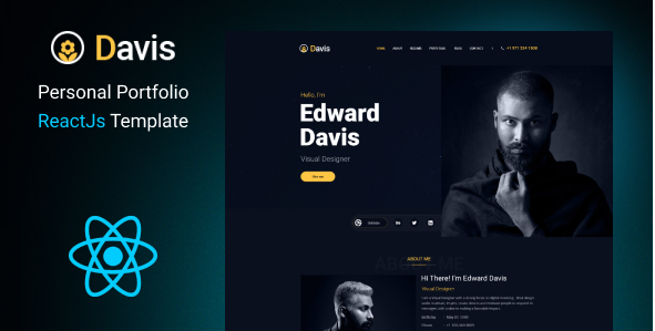 Davis - Personal Portfolio ReactJs Template