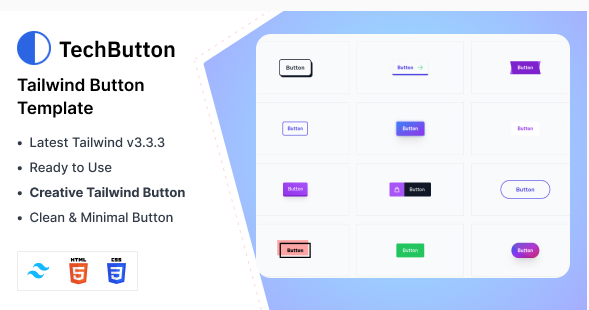 TechButton - Tailwind CSS 3 Button HTML Template