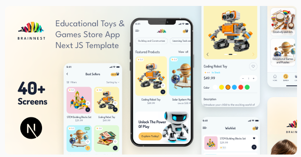 BrainNest - Educational Toys & Games Store Next JS Mobile App | PWA