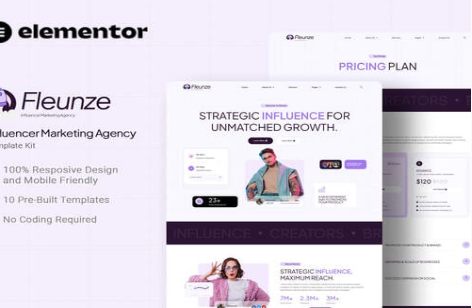 Fleunze - Influencer Marketing Agency Elementor Template Kit 1.0
