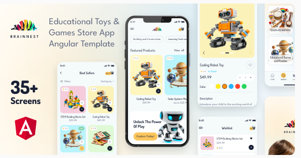 BrainNest - Educational Toys & Games Store Angular Mobile App | PWA with Laravel Backend