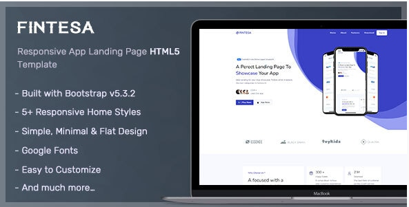 Fintesa - App Landing Page HTML Template