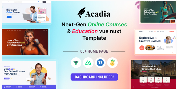 Acadia - University & Online Course Vue Nuxt 3 Template
