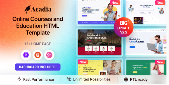 Acadia - Online Courses & Education Template