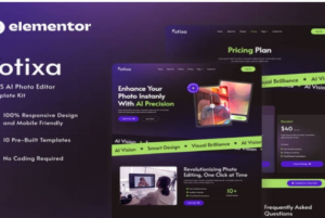 Fotixa - SaaS AI Photo App Website Elementor Template Kit 1.0