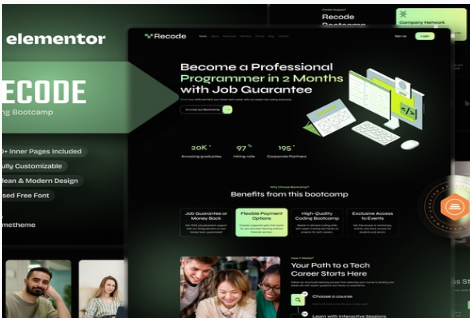 Recode - Coding Bootcamp Elementor Template Kit 1.0