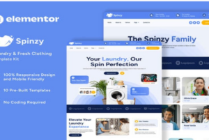 Spinzy - Laundry & Fresh Clothing Elementor Template Kit 1.0