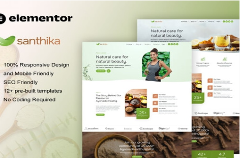 Santhika - Ayurveda & Natural Beauty Care Elementor Template Kit 1.0
