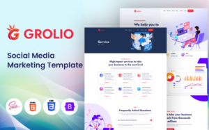 Grolio - Social Media Marketing SMM Template Website Template