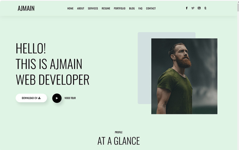Ajmain - Personal Portfolio React Template Website Template