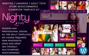Nighty – Fashion Lingerie & Bikini Store Elementor Template Kit Elementor Kit