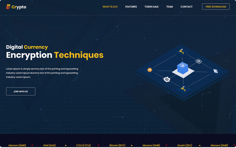 BCrypto - ICO, Bitcoin and Cryptocurrency HTML Template Website Template