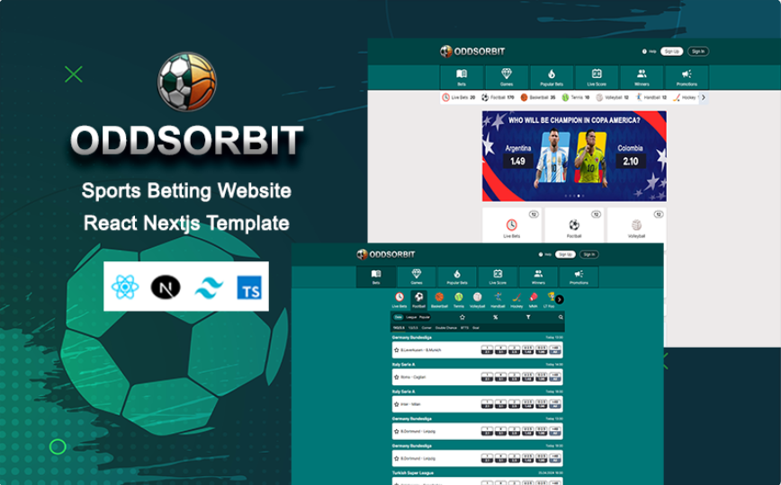 OddsOrbit - Sports Betting Website React Nextjs Template Website Template