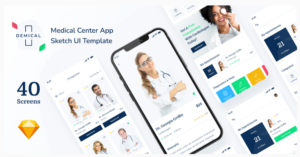 Demical - Medical Center App Sketch UI Template