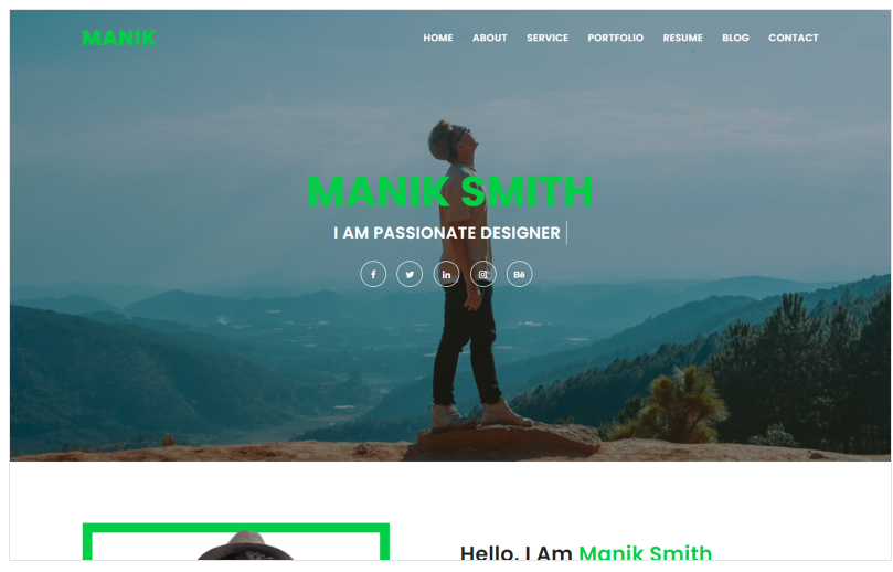 Manik Personal Portfolio HTML Landing Page Template