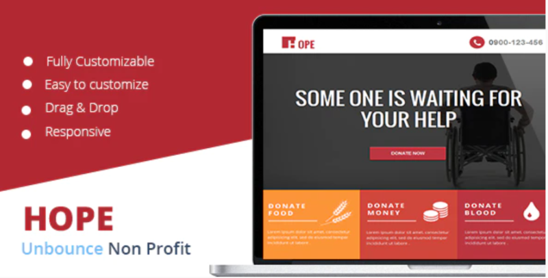 Hope – Non Profit Unbounce Landing page