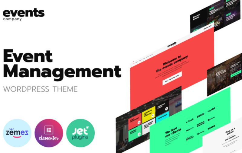 Events company – Innovative Template For Event Management Website WordPress Theme