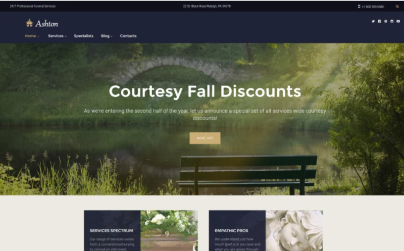 Ashton – Funeral & Cemetery Services WordPress Theme