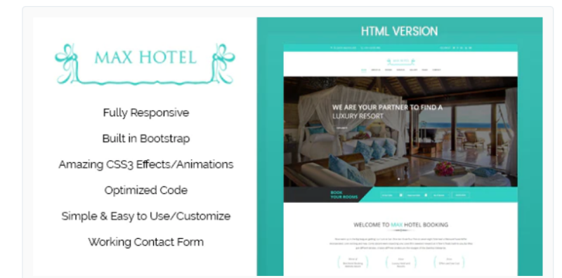 Max Hotel – Responsive HTML Template