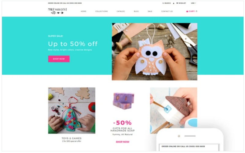 Made with Love – Hobbies & Crafts Creative Shopify Theme