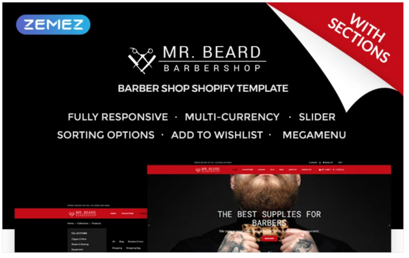 Mr Beard – Brutal Barbershop Shopify Theme