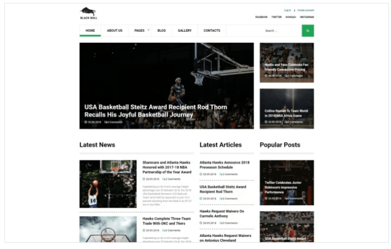 Black Bull – Laconic Sports News Joomla Template