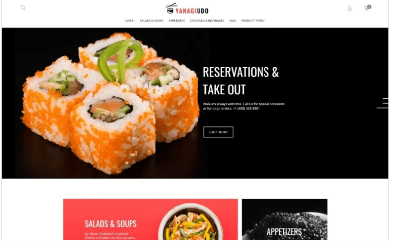 YanagiUdo – Japanese Restaurant Magento Theme