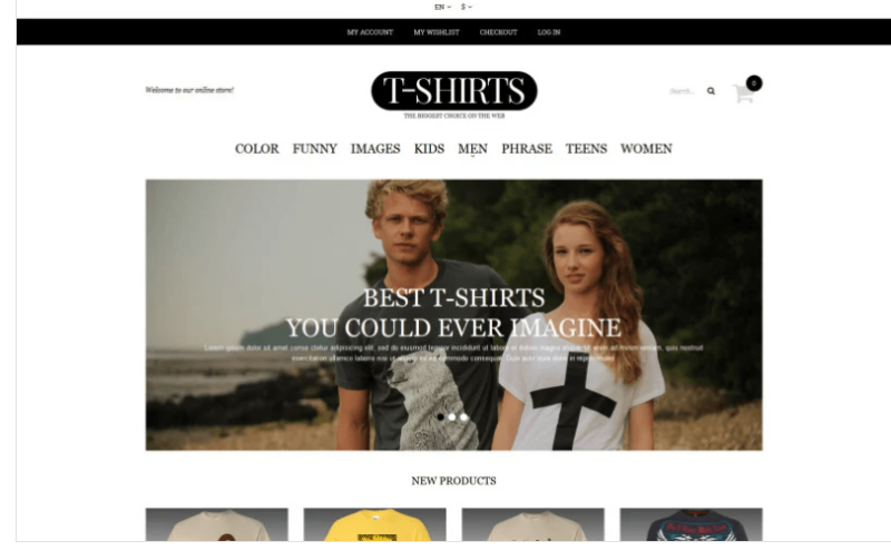 T-shirt Shop Responsive Magento Theme