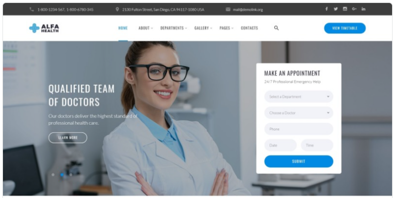 Alfa Health – Doctor Multipage HTML Modern Website Template 1.0