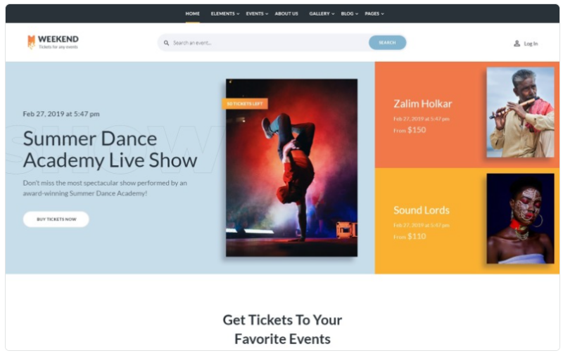 Weekend – Tickets Multipage Creative HTML Website Template 1.0