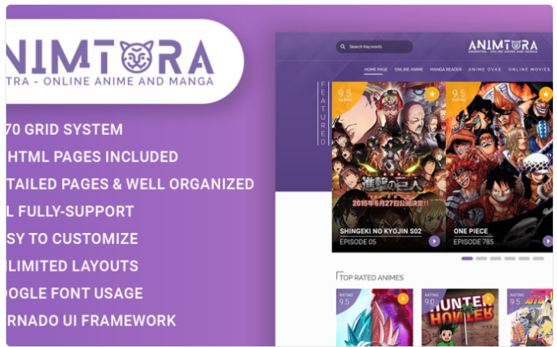 Animotra – Online Anime and Manga Website Template 1.0