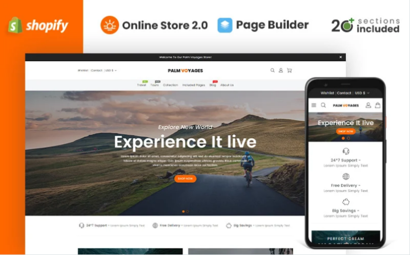 Palm Voyages Travel Store Shopify Theme