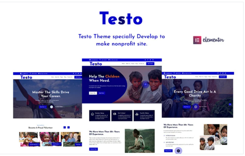 Testo– Nonprofit Charity Elementor Wordpress Theme