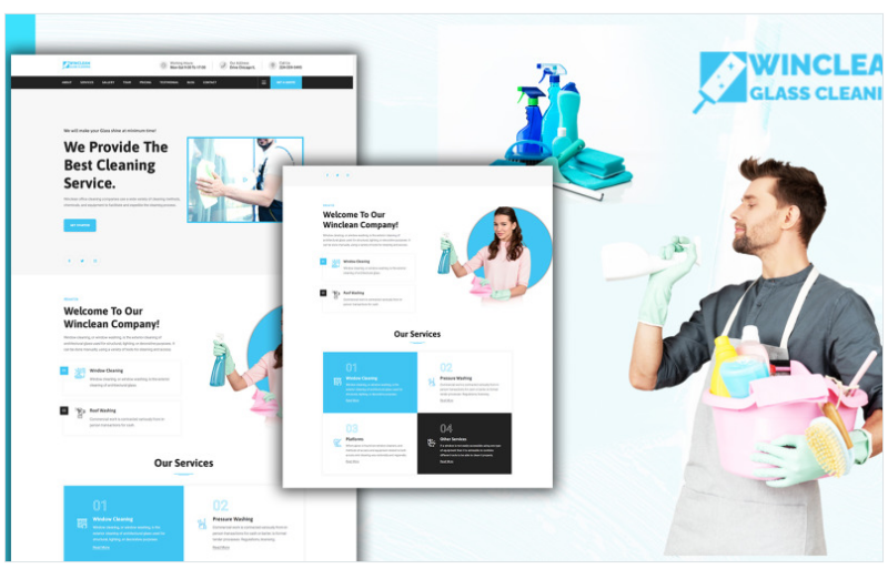 Tomaar-Winclean Cleaning Services Landing Page WordPress Theme