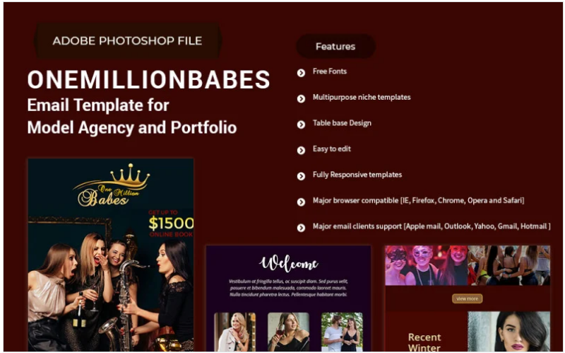 One Million Babes – Email Template for Model Agency and Portfolio