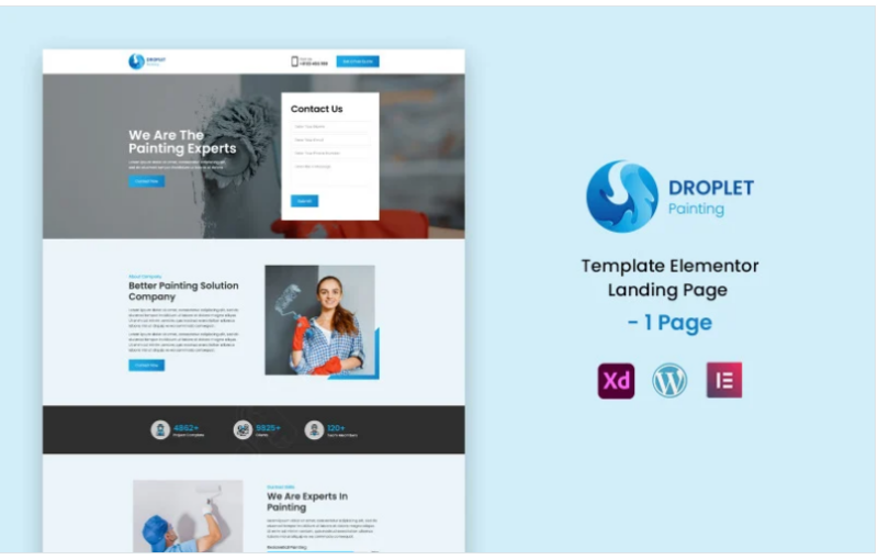 Droplet Painting – Paint Services Ready to use Elementor Landing Page Template(m)