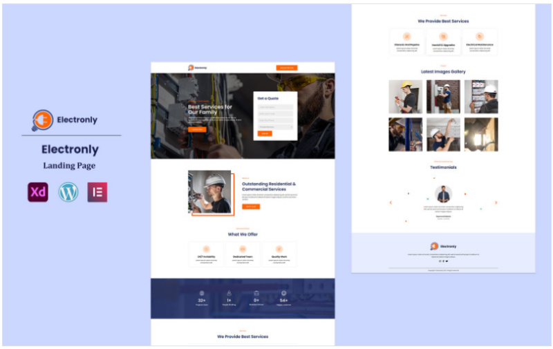 Electronly Ready to use Elementor Landing Page Template(m)