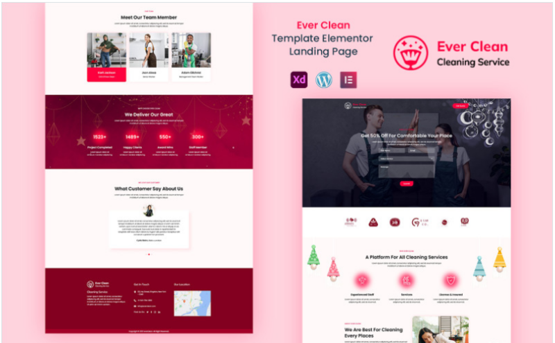 Ever Clean – Cleaning Services Ready to Use Elementor Landing Page Template